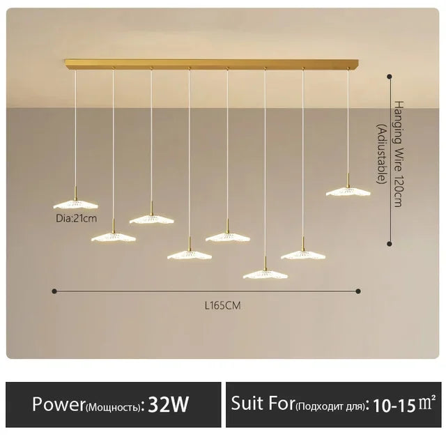 LED Restaurant Chandelier Hanging Pendant Light for Company Hotel Front Desk Lighting Spotlight Lotus Leaf Dining Table Fixtures