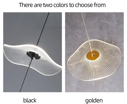 Led Staircase Pendant Lamp Modern Circular Lotus Leaf Living Room Chandelier Designer Villa Style Large Penthouse Chandelier