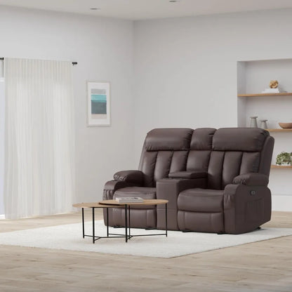 Electric Power Loveseat Recliner, Faux Leather Power Reclining Sofa with Heat and Massage, USB Ports, Cup Holders Living Room