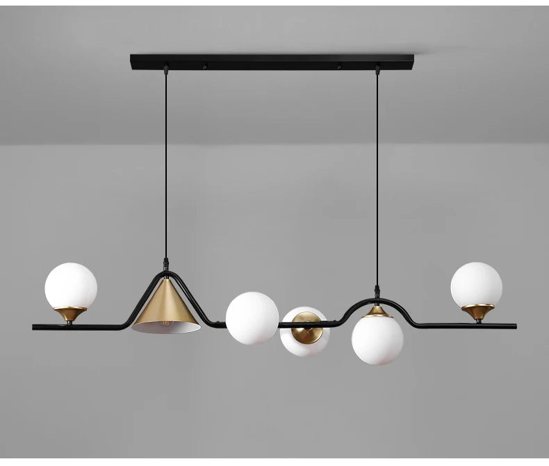 Nordic Black LED Chandelier For Living Room Kitchen Modern Home Indoor Ceiling Lighting Fixtures Glass Ball E14 Hanging Lamps