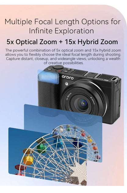 Digital Camera for Vlogging Videos with Flashlight 5X Optical Zoom 5K 30FPS 4K 60FPS  AF/MF IR Rechargeable Battery G930