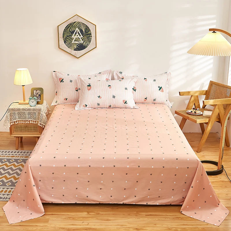 Abstract Geometric Stripe Lines Flat Sheet 3 Pieces 100% Cotton Bed Sheet Soft Comfortable Bedding for Guestrooms and Bedroom