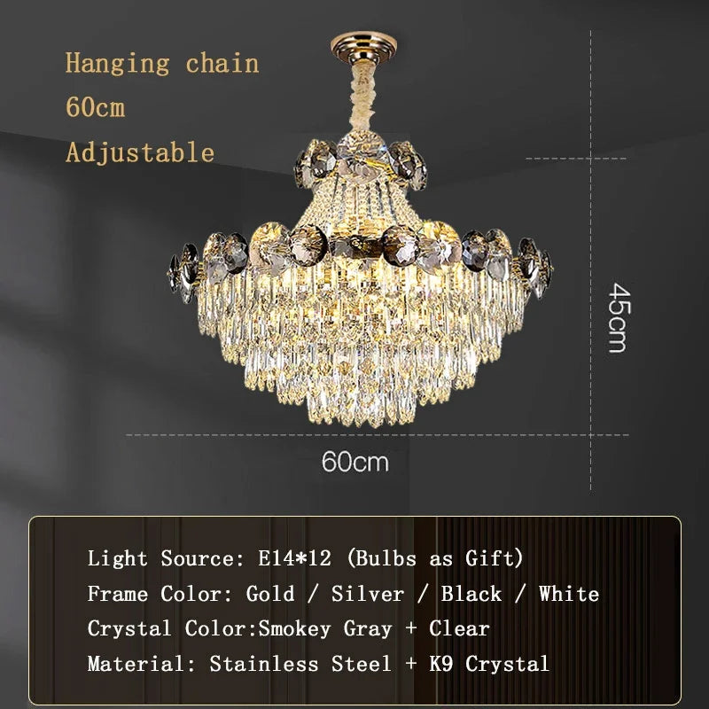 2024 Modern Large Luxury Living Room Chandeliers for Staircase Designer Crystal Pendant Lamps Home Decor Lighting Lustre Fixture