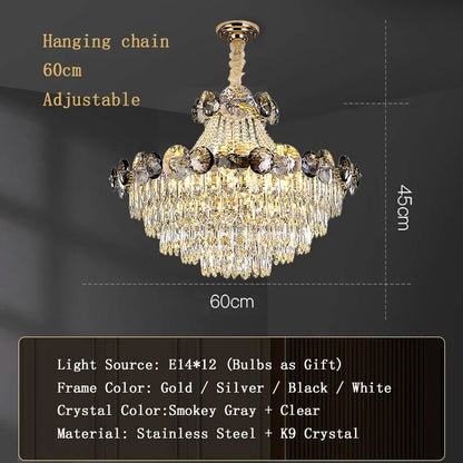 2024 Modern Large Luxury Living Room Chandeliers for Staircase Designer Crystal Pendant Lamps Home Decor Lighting Lustre Fixture