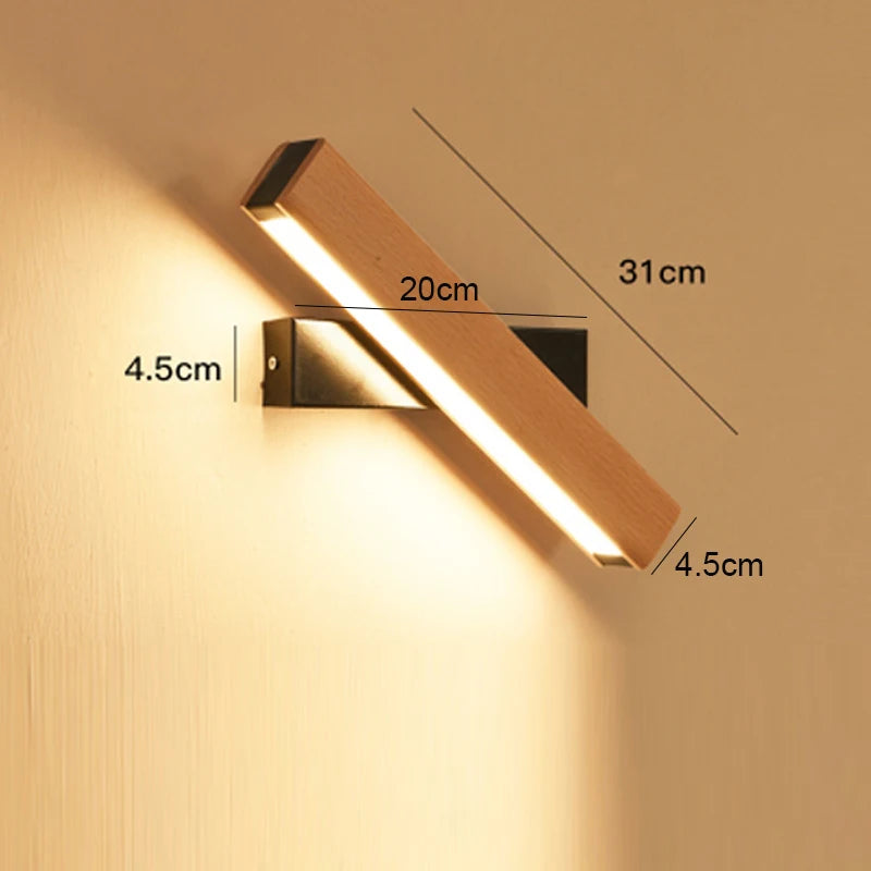 New Rotatable Wall Lamp Nordic Solid Wood LED Wall Light Simple Bedside Study Reading Adjustable Lighting Home Decor Lamps