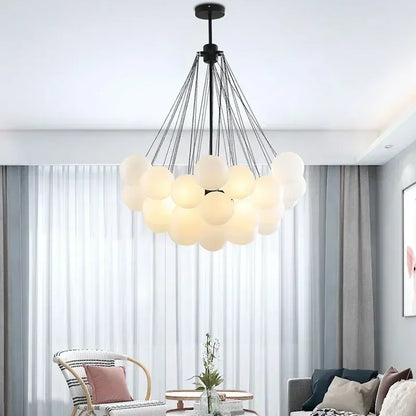 Nordic Bubble Glass Chandelier for Living Dining Table Room Decoration Frosted Glass Gold Black LED Ceiling Pendant Light