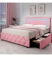 King and Headboard,Boucle Upholstered Platform Bed Frame,Modern Style,Soft Rounded Corners,No Box Spring Required,Easy