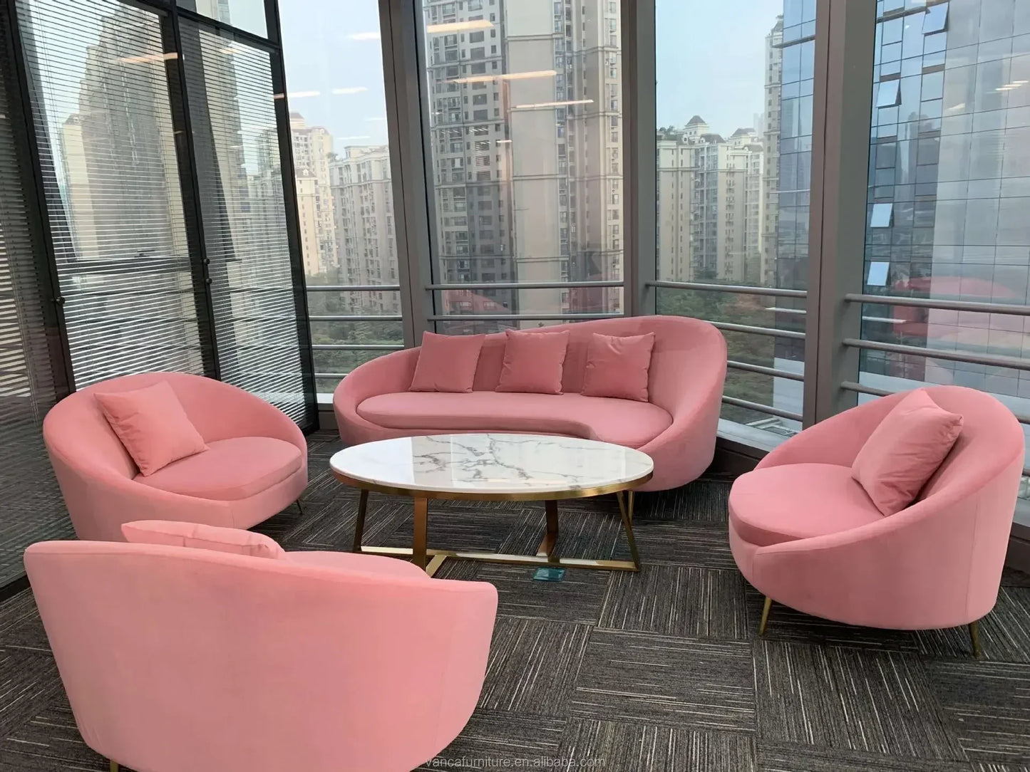 Curved Sofa, Light Gray Color, Fabric Sofa, Modern Minimalist Design, Irregular-shaped Double-person and Triple-person Sofa