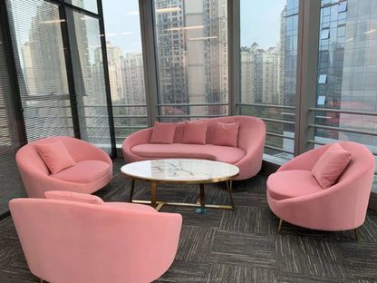 Curved Sofa, Light Gray Color, Fabric Sofa, Modern Minimalist Design, Irregular-shaped Double-person and Triple-person Sofa