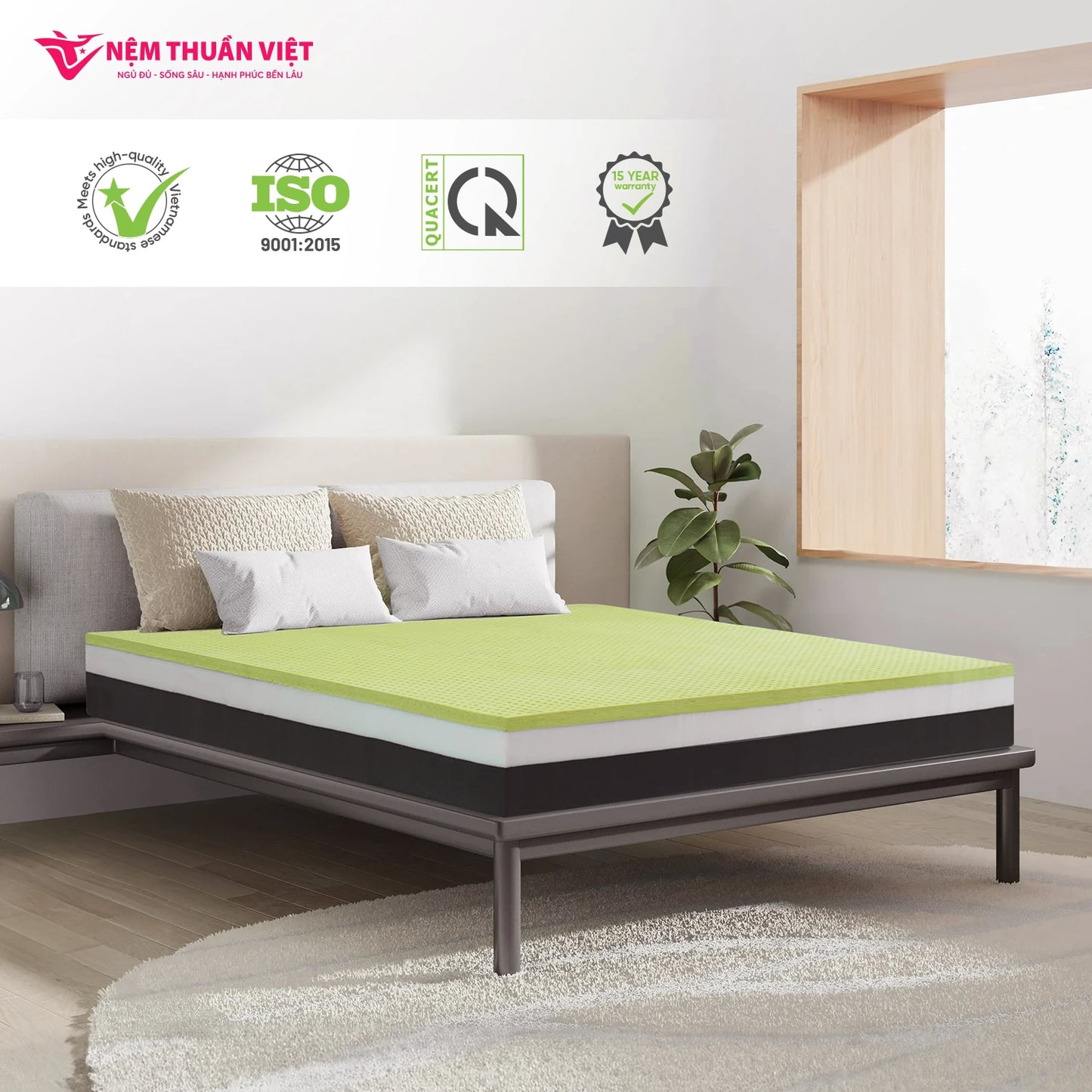 King Size Skin-Friendly Eco Friendly Massage Hybrid Natural Latex With Memory Foam Mattress Elastic Hotels Factory in VietNam