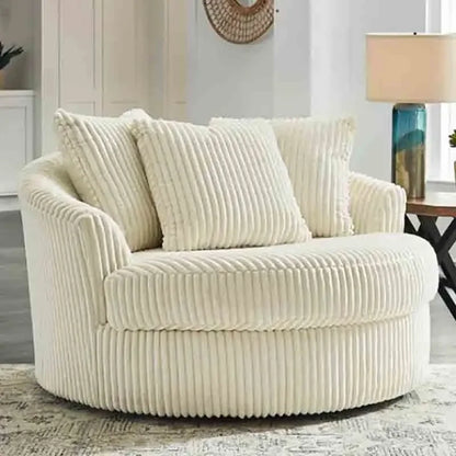 Leisure Comfy Single Sofa Chair Soft Upholstered Movable Swivel Accent Chair for Living Room Bedroom Armchair with Wheels