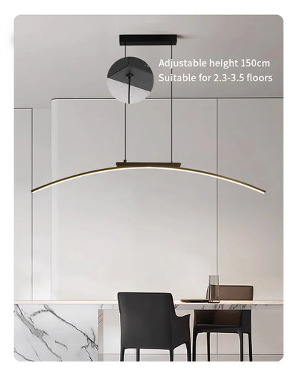 Modern LED Pendant Light Dimmable Hanging Lamp for Dining Room Kitchen Minimalist Arc Design Restaurant Energy Saving, Easy Inst
