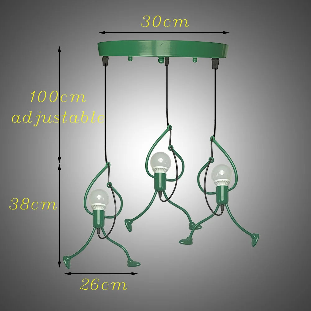 Pendant Lights Nordic Little Iron Man Hanging Lamp Retro Loft Lighting for Children's Room Kitchen Restaurant Coffee Bar Home