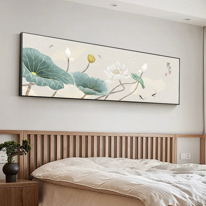 New Chinese Zen Flower and Bird Bedhead Painting Living Room Decoration Painting Sofa Background Wall Mural Painting Home Decor