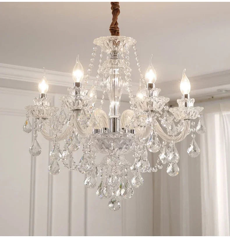 Luxury Home Crystal Chandeliers Villa Lighting for Living Room Decorate Ceiling Pendant Lamps Indoor Hanging Led Lights Fixture