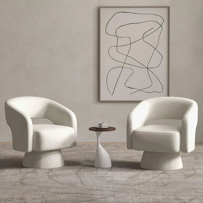 Swivel Barrel Chair, Set of 2 Velvet Accent Armchair 360 Degree Swivel Club Chair for Living Room Bedroom Reception Room, Beige