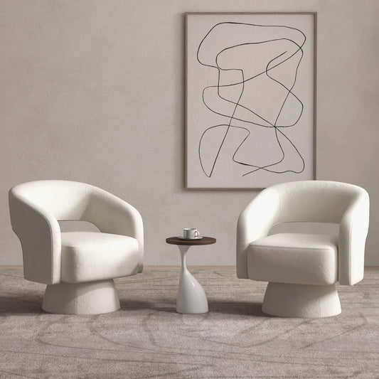 Swivel Barrel Chair, Set of 2 Velvet Accent Armchair 360 Degree Swivel Club Chair for Living Room Bedroom Reception Room, Beige