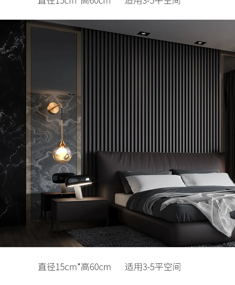 Modern Led Wall Lamp Glass Ball Gold Sconce Lighting Indoor Nordic Living Bedroom Kitchen Fixture Bedside Light Decor Luminaire
