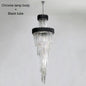 Large Top Long Crystal Led Chandeliers Hotel Hall Living Room Luxury Multi-layer Staircase Lighting Black Stainless Steel Light