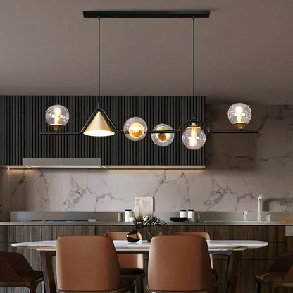 Nordic Black LED Chandelier For Living Room Kitchen Modern Home Indoor Ceiling Lighting Fixtures Glass Ball E14 Hanging Lamps