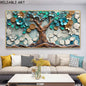 Abstract 3D Bule Flower Tree Poster and Prints Modern Canvas Painting Wall Art Pictures for Living Room Home Decor No Frame