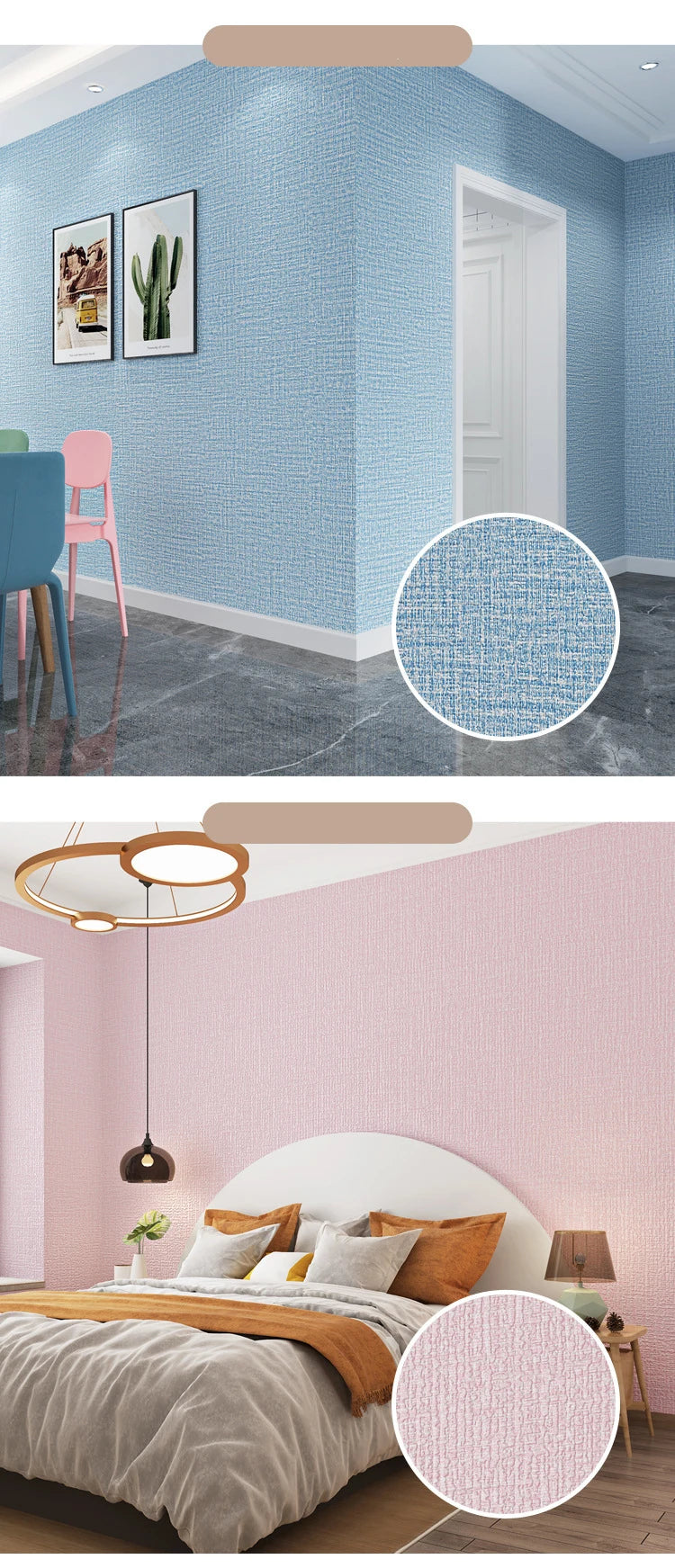 DIY Linen 3D Foam Self-adhesive PVC Solid Color Thickened Waterproof Background Wall Renovation Wallpaper Wall Stickers