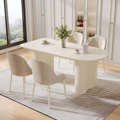 Dining Table Set for 4, 55" Oval Dining Room Table and Chairs Set 4C Baking Paint Technology, Dining Tables with 4 Chairs