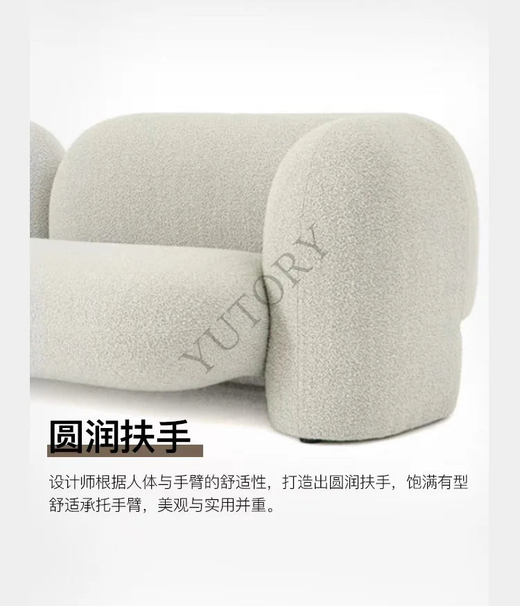 Italian minimalist double three-person small apartment living room sofa lambswool fabric leisure sofa