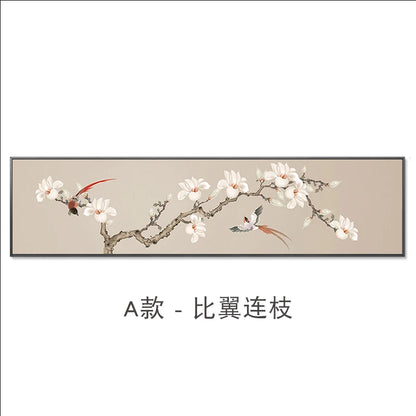 New Chinese Zen Flower and Bird Bedhead Painting Living Room Decoration Painting Sofa Background Wall Mural Painting Home Decor