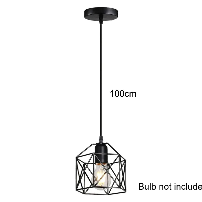 Industrial Pendant Light Adjustable Hanging Lamp for Ceiling Light Fixture Metal Cage Chandelier Lighting for Island Dining Room