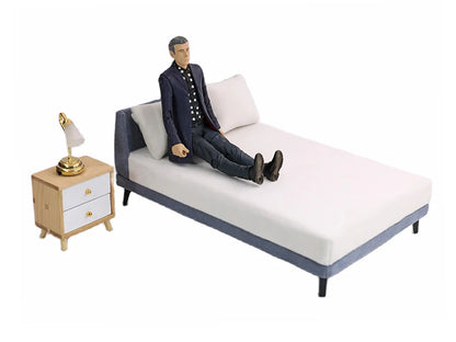 1:12 Dollhouse Miniature Furniture Modern Bedroom Bed /W Pillows Fabric Bed OB11 Toy