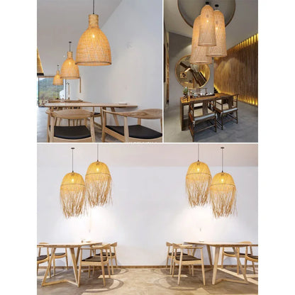Bamboo Lantern Bamboo Woven Chandelier Chinese Restaurant Tea Room Chandelier Japanese Restaurant Straw Hat Rattan Woven Chandel