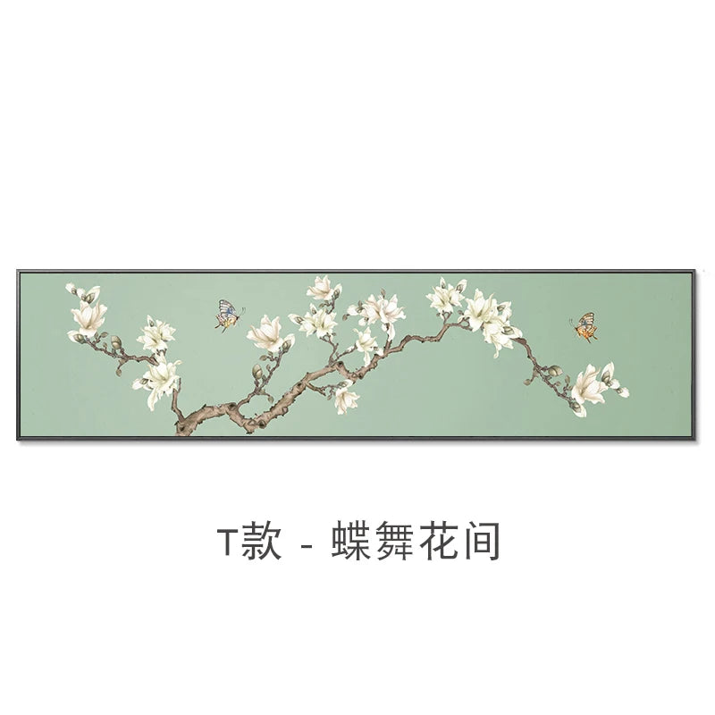 New Chinese Zen Flower and Bird Bedhead Painting Living Room Decoration Painting Sofa Background Wall Mural Painting Home Decor