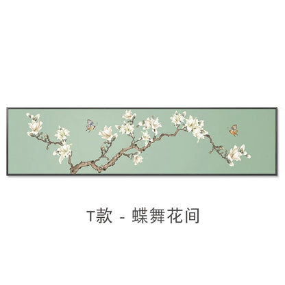 New Chinese Zen Flower and Bird Bedhead Painting Living Room Decoration Painting Sofa Background Wall Mural Painting Home Decor