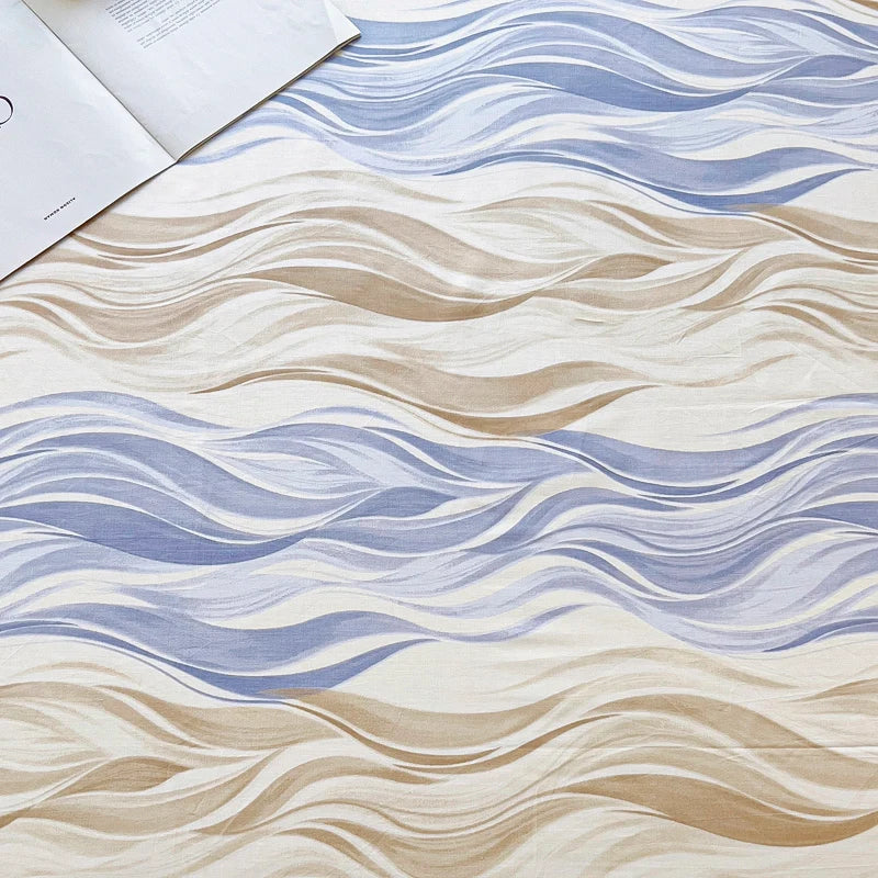 Abstract Geometric Stripe Lines Flat Sheet 3 Pieces 100% Cotton Bed Sheet Soft Comfortable Bedding for Guestrooms and Bedroom