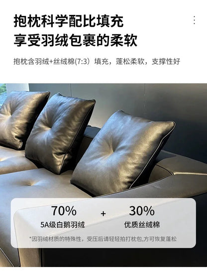 Large Nordic Italian Sofa Luxury Beige Leather Designer Modern Double Couch Living Room Chaise Canape Salon Home Furniture