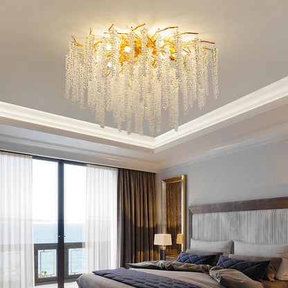 Silver Round Crystal Ceiling Chandelier Light For Bedroom Living Room Dining Kitchen Chrome K9 Crystal Ceiling Light Chandelier