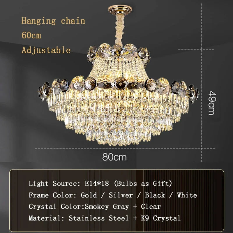 2024 Modern Large Luxury Living Room Chandeliers for Staircase Designer Crystal Pendant Lamps Home Decor Lighting Lustre Fixture