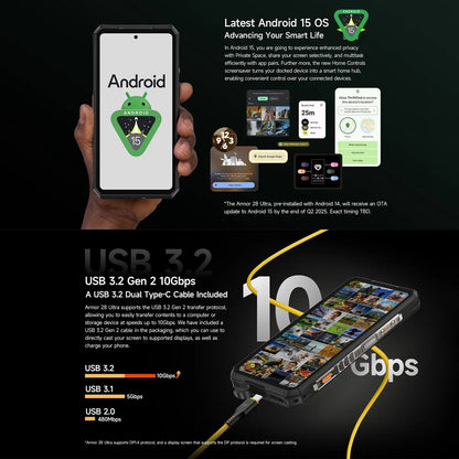 Ulefone Armor 28 Ultra Rugged Smartphone 5G 16GB+1TB Thermal Version 6.67'' 10600mAh 120W 50MP Rear Camera Android 14 NFC