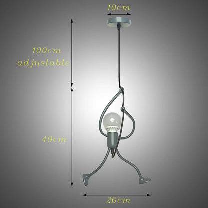 Pendant Lights Nordic Little Iron Man Hanging Lamp Retro Loft Lighting for Children's Room Kitchen Restaurant Coffee Bar Home