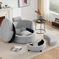 Round Oversized Swivel Barrel Chair with Base Storage for Living Room, 360°Modern Swivel Accent Chair with 3 Pillows for Home
