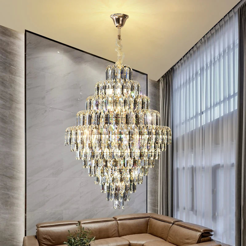 Designer LED Light Luxury Villa Main Hall Crystal Chandelier Luxury Hotel Restaurant Sales Office Custom Lights Pendant lights