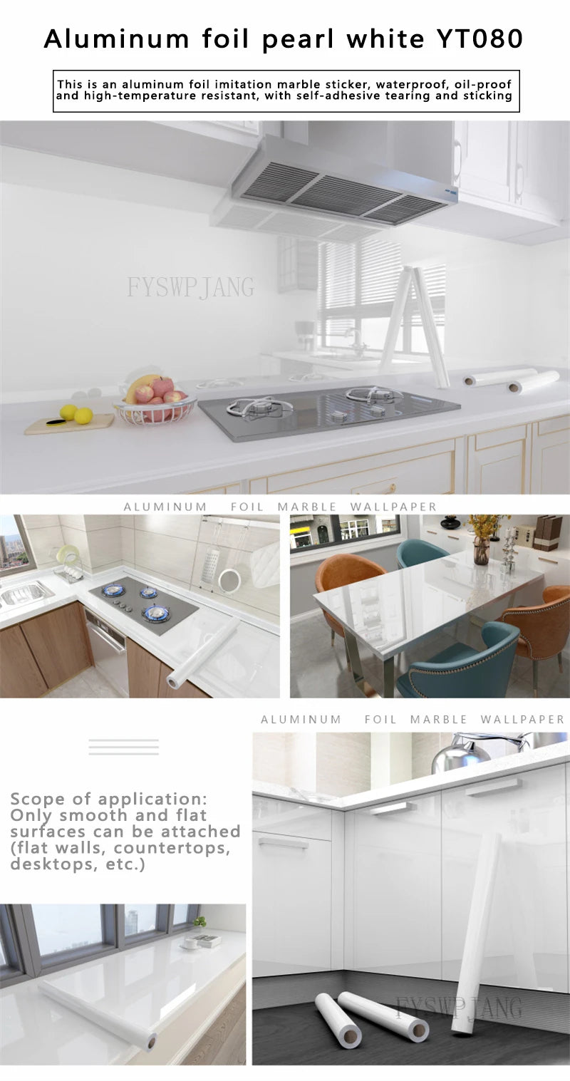 40cm Width Marble Self Adhesive Wallpaper Vinyl Wall Stickers Waterproof Contact Paper For Kitchen Decorative Film Home Decor