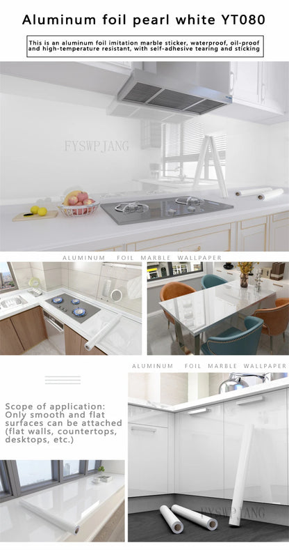 40cm Width Marble Self Adhesive Wallpaper Vinyl Wall Stickers Waterproof Contact Paper For Kitchen Decorative Film Home Decor