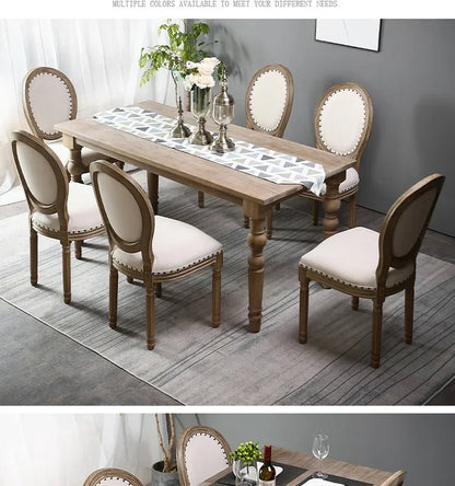 Retro Rattan Dining Chair Solid Wood French Chair Mobile Cafe Floor Modern American Country Leisure Chairs Home Furnitures