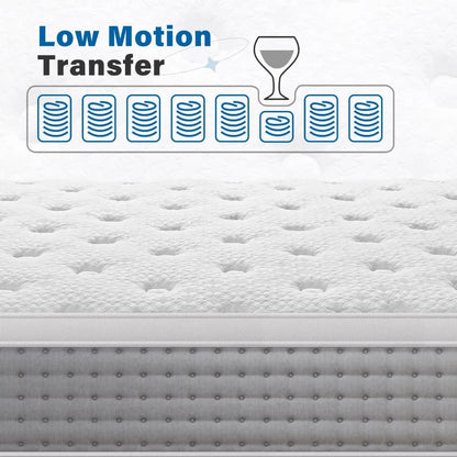 Extra Large Hybrid Mattress 14 "- Memory foam and Pocket Springs Luxury Mattress - Plush Sports Isolation Mattress - Glass Free
