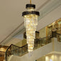 Post modern chandeliers, gold light luxury staircase lights, villa lights, black crystal lights, corner staircase 3-meter long l