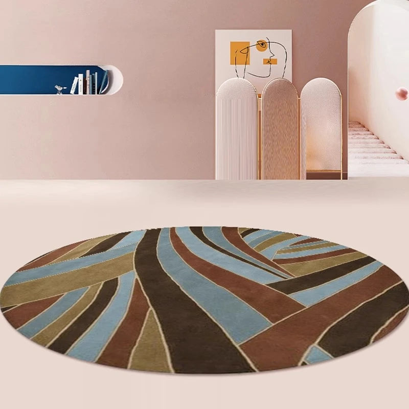 Modern Style Bedroom Decor Round Carpet Light Luxury Carpets for Living Room Washable Bedside Floor Mat Anti-slip Study Soft Rug