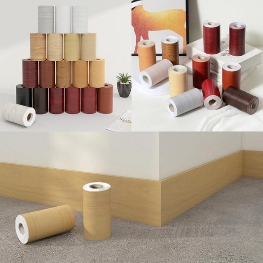 5M Skirting Line Wall Sticker Imitation Wood Pattern Self-adhesive PVC Sticker Living Room Corner Decals