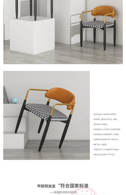 Nordic Light Luxury Dining Chair Creative Design Iron Art Leisure Chair Home Backrest Seatting Negotiation Chair Makeup Stool